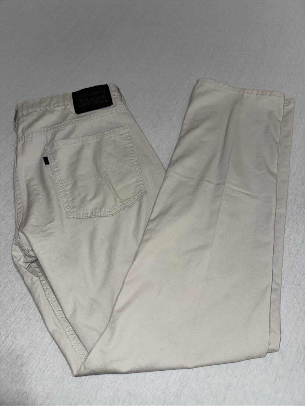 Levis 513 Jeans Mens 36x34 Beige Denim 100% Cotton Slim Fit Straight Leg EUC